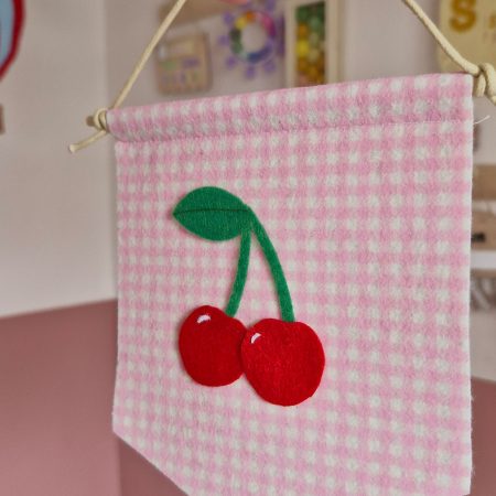 Felt cherries pennant handmade fruit nursery wall decor