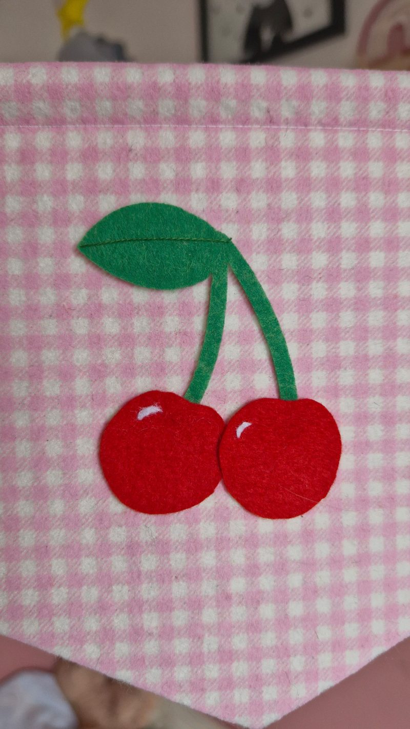 Felt cherries pennant handmade fruit nursery wall decor