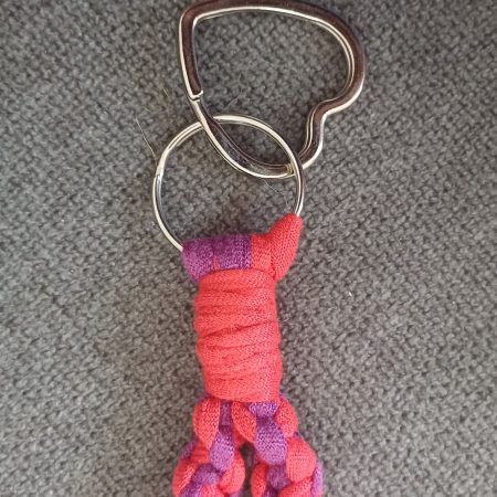 Red and Purple Stretchy Twist Knot Macrame Keyring Wristlet