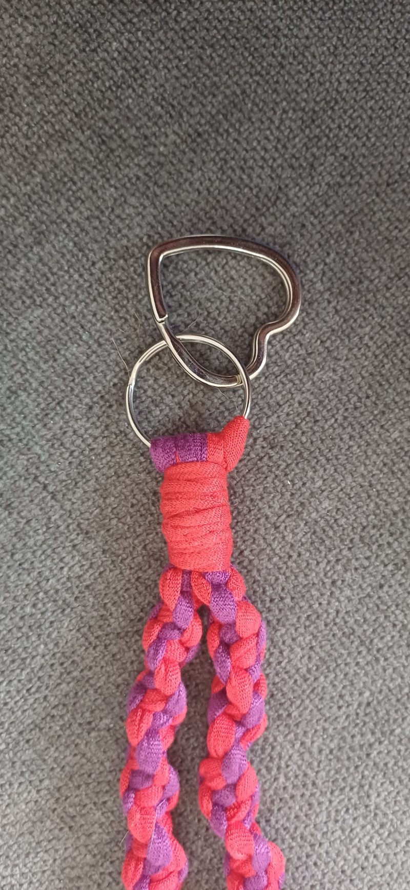 Red and Purple Stretchy Twist Knot Macrame Keyring Wristlet