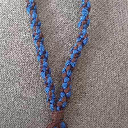 Blue and Brown Stretchy Twist Knot Macrame Keyring Wristlet