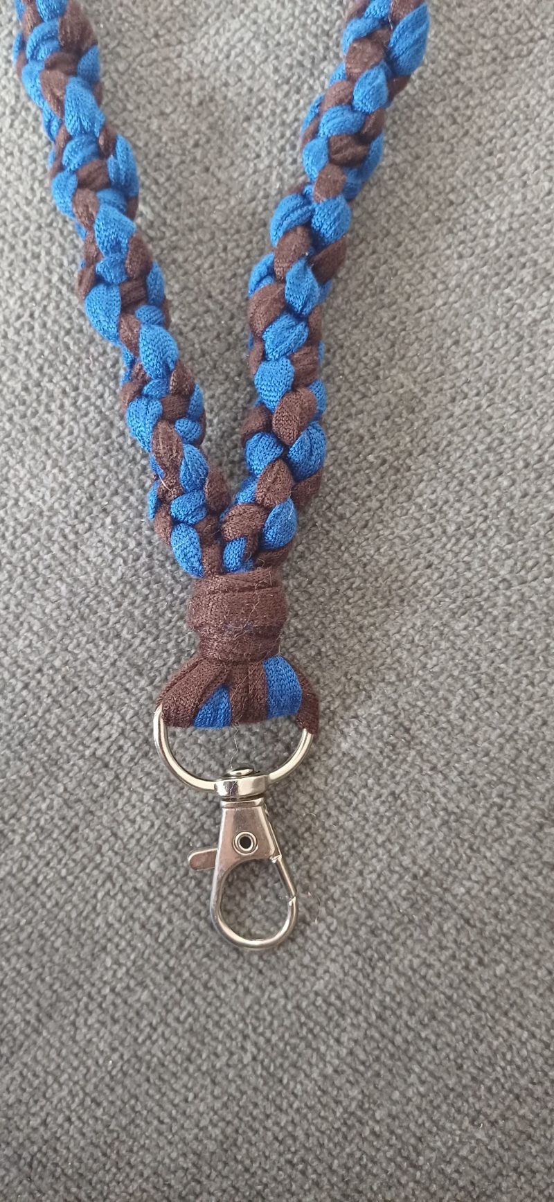 Blue and Brown Stretchy Twist Knot Macrame Keyring Wristlet