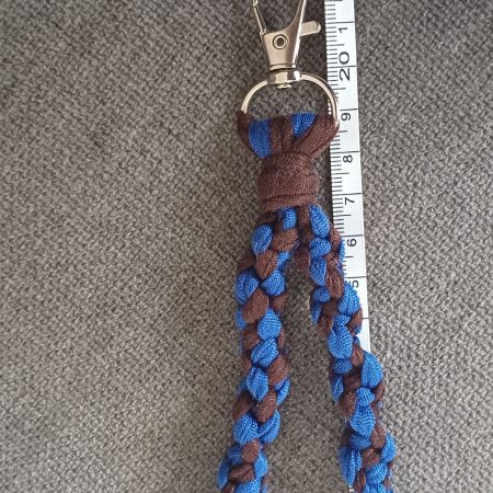 Blue and Brown Stretchy Twist Knot Macrame Keyring Wristlet