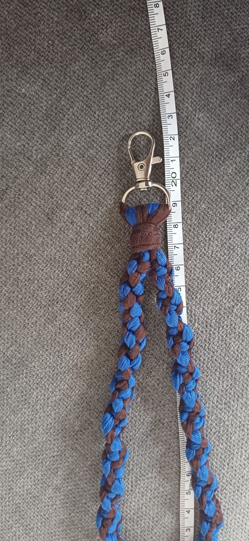 Blue and Brown Stretchy Twist Knot Macrame Keyring Wristlet