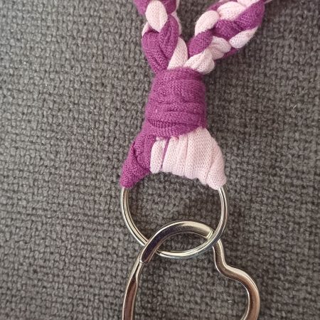 Burgandy and Pink Stretchy Twist Knot Macrame Lanyard Keyring