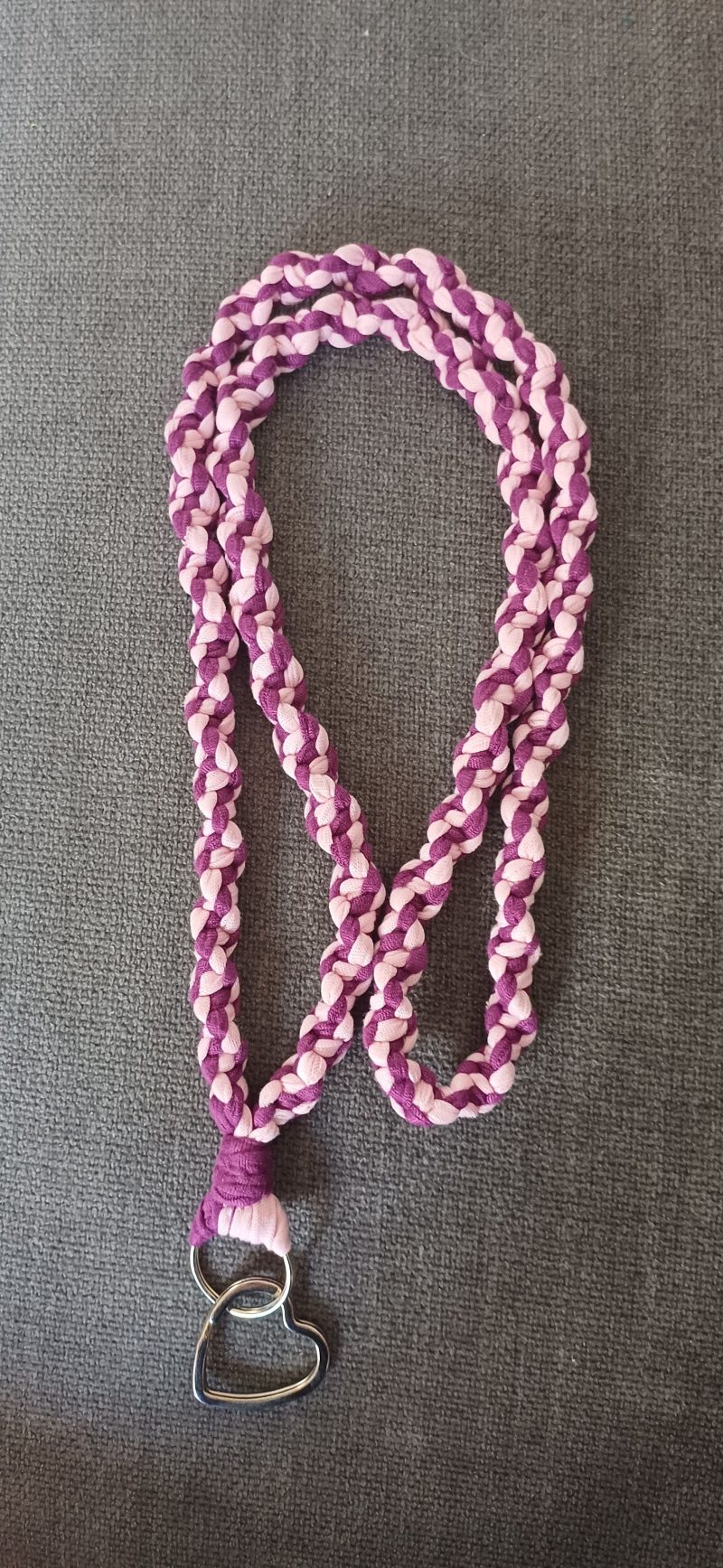 Burgandy and Pink Stretchy Twist Knot Macrame Lanyard Keyring