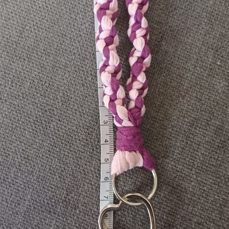 Burgandy and Pink Stretchy Twist Knot Macrame Lanyard Keyring