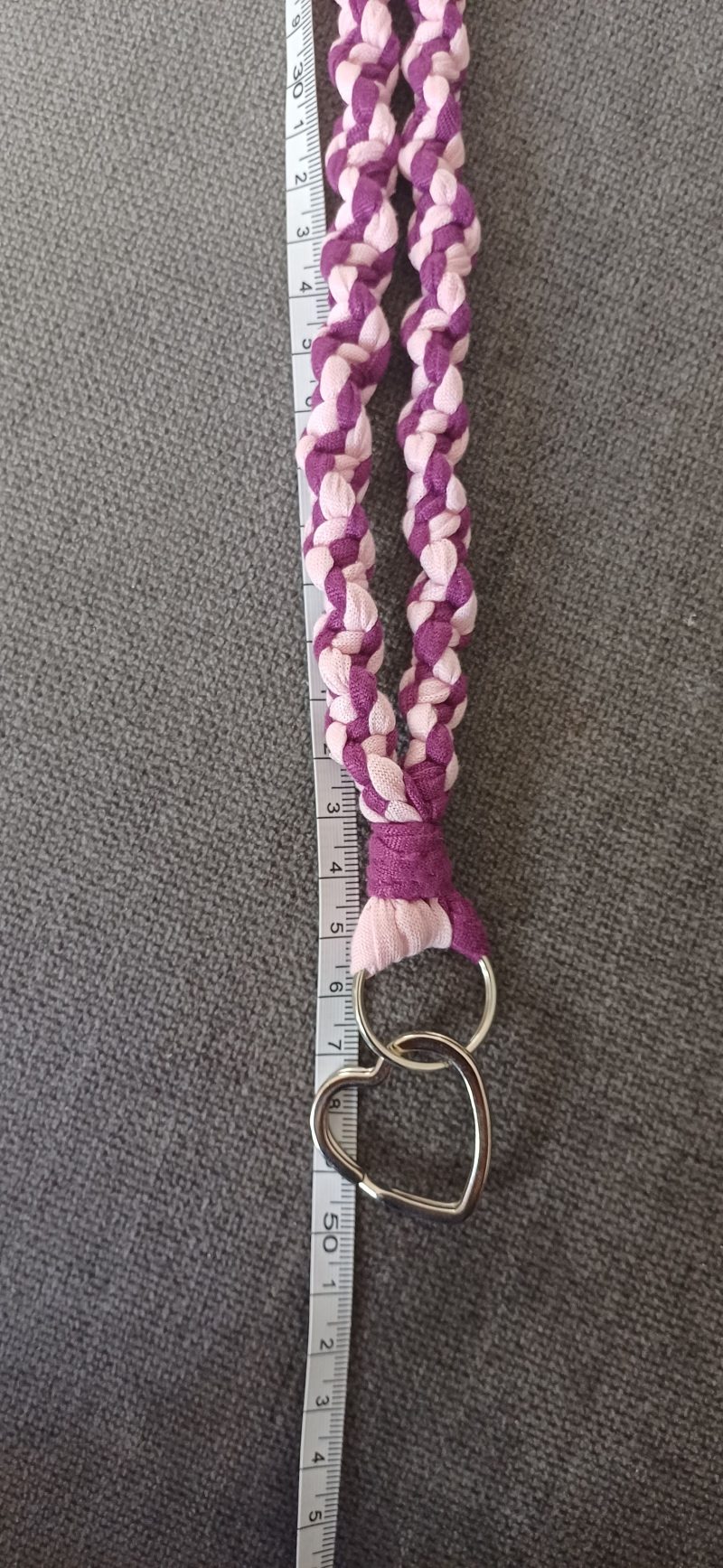 Burgandy and Pink Stretchy Twist Knot Macrame Lanyard Keyring