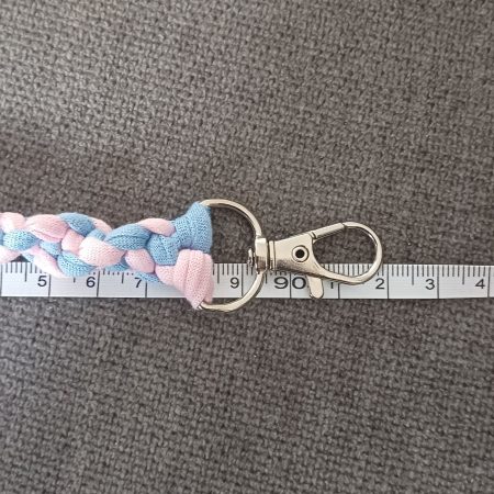 Handmade Macrame Twist Lanyard Keyring – Pink and Blue with Beads
