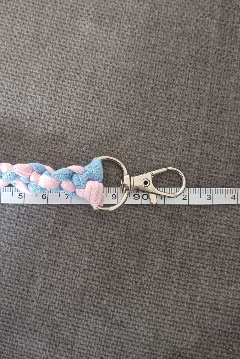 Handmade Macrame Twist Lanyard Keyring – Pink and Blue with Beads
