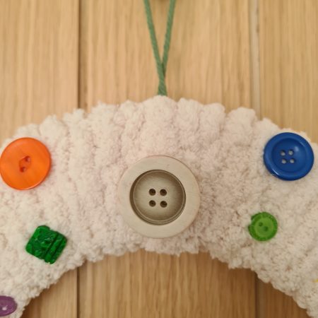 Chunky Cream Yarn Wrapped Wreath With Colourful Button Decor