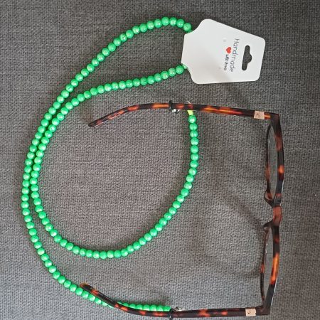 2 In 1 Face Mask Lanyard & Glasses Holder – Green Beads