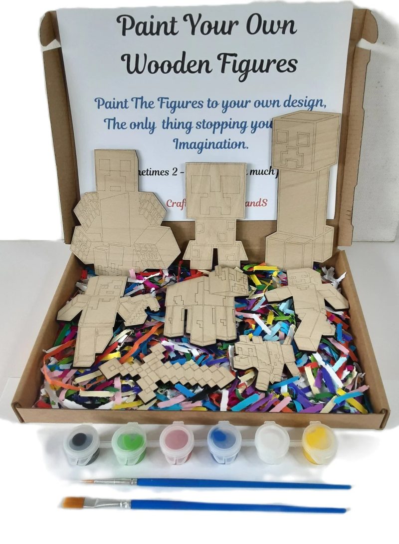 Paint your own Minecraft Craft kit, Birthday Painting Kit, Holiday Activity (Copy)