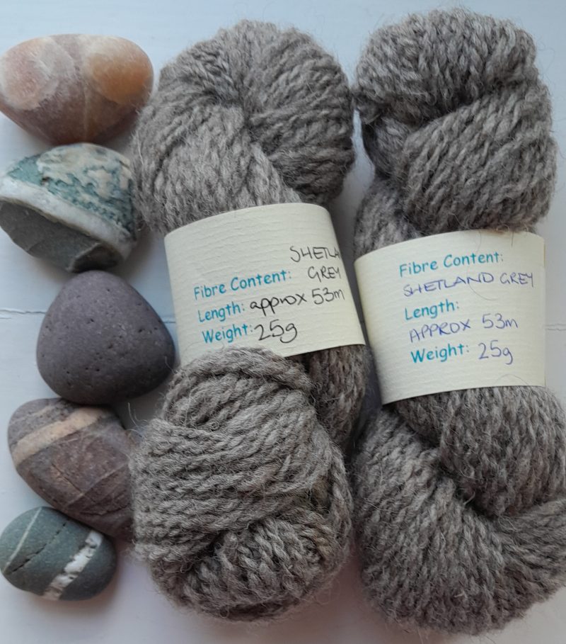 Hand Spun Yarn - Shetland Wool - Grey