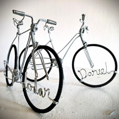 Bicycle Wedding Cake Toppers, Personalised Bride and Groom toppers.