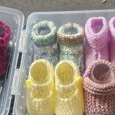 Hand knitted baby shoes 0-3 months