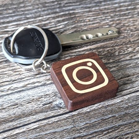 Custom Initials Wood Keychain, scannable NFC Tag