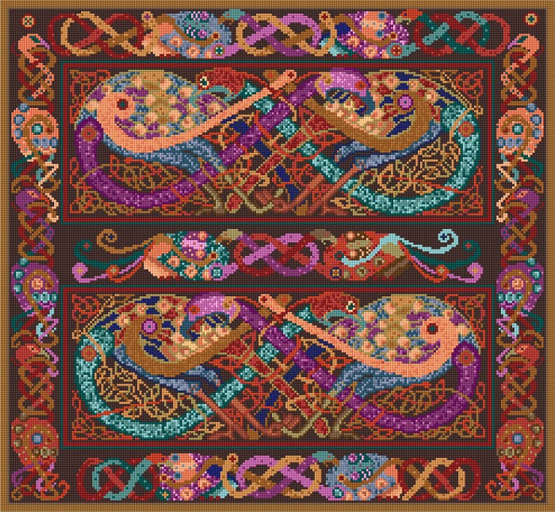 Celtic Peacocks Velvet Cushion, Celtic Tapestry Knotwork