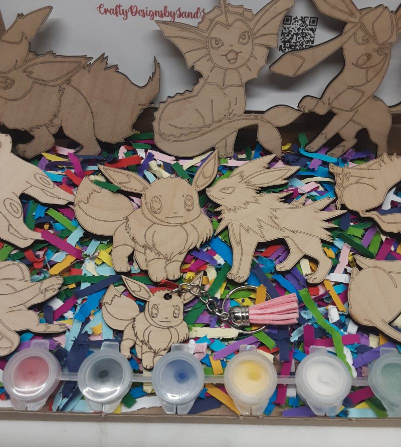 Eevee Evolutions Wooden Paintable Figures - Pokemon Characters - Paint your Own