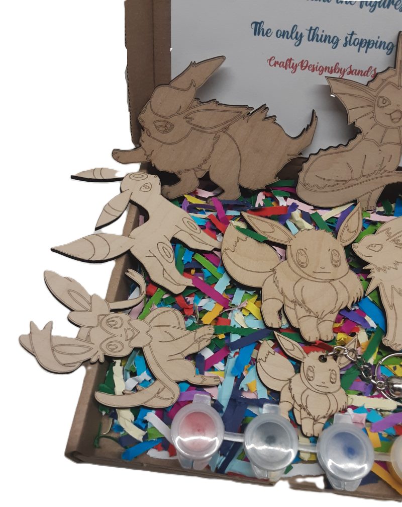 Eevee Evolutions Wooden Paintable Figures - Pokemon Characters - Paint your Own