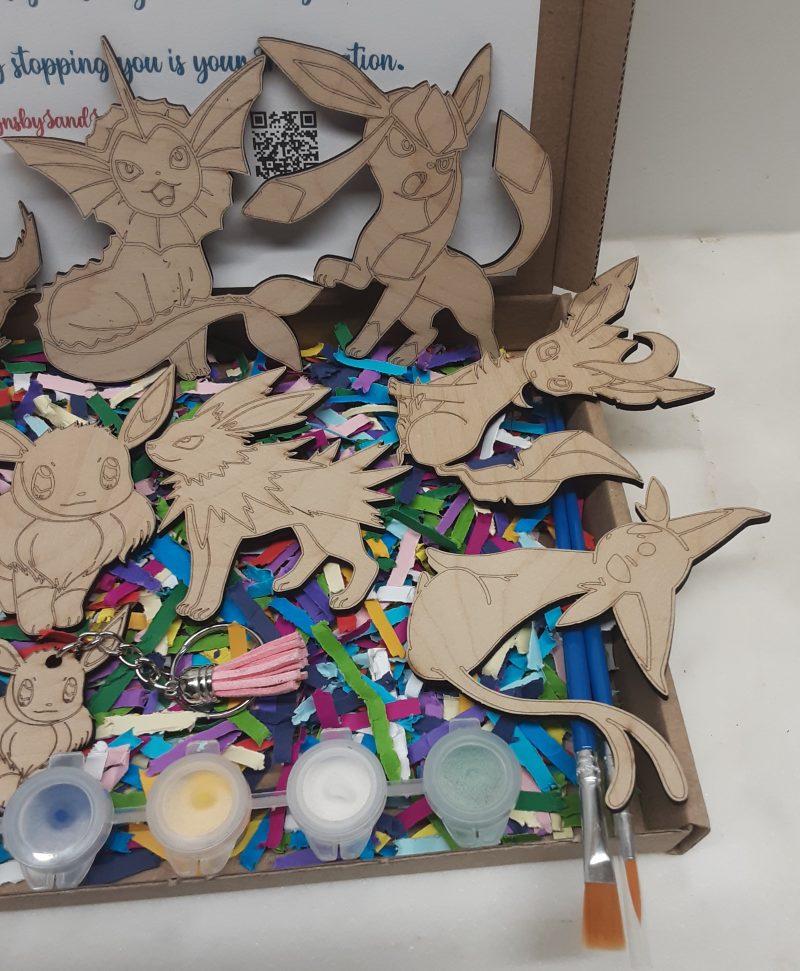 Eevee Evolutions Wooden Paintable Figures - Pokemon Characters - Paint your Own