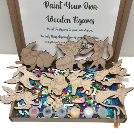Eevee Evolutions Wooden Paintable Figures - Pokemon Characters - Paint your Own
