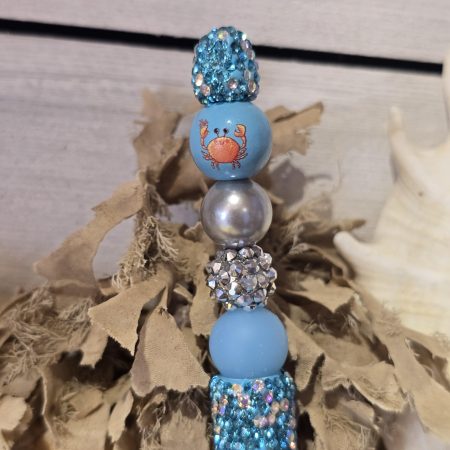 Handmade Beaded Pen in Mermaid Colours