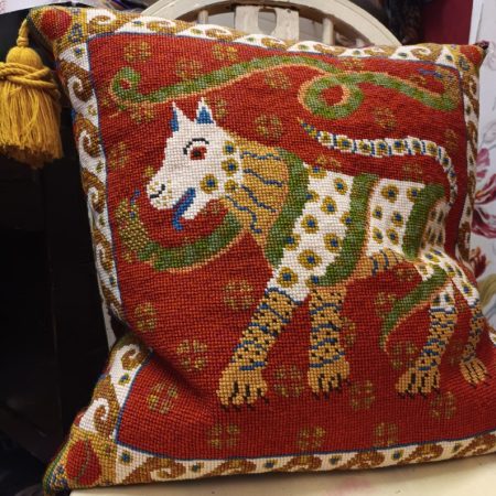 Red Dog and Snake Velvet Cushion Tapestry, Bohemian Style