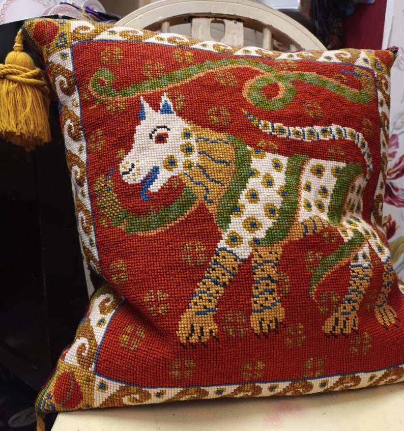 Red Dog and Snake Velvet Cushion Tapestry, Bohemian Style
