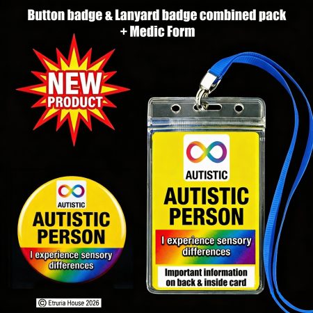 Autistic Person Button Badge & Lanyard Pack.