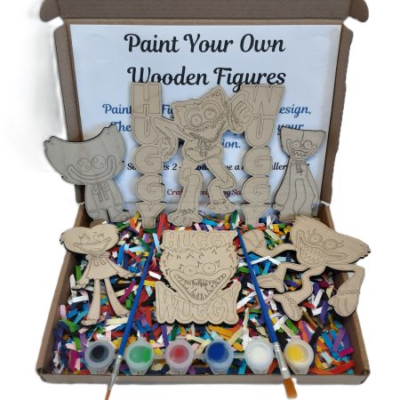 Huggy Wuggy Wooden Paintable Figures - Childs Painting Kit - Activity Crafts
