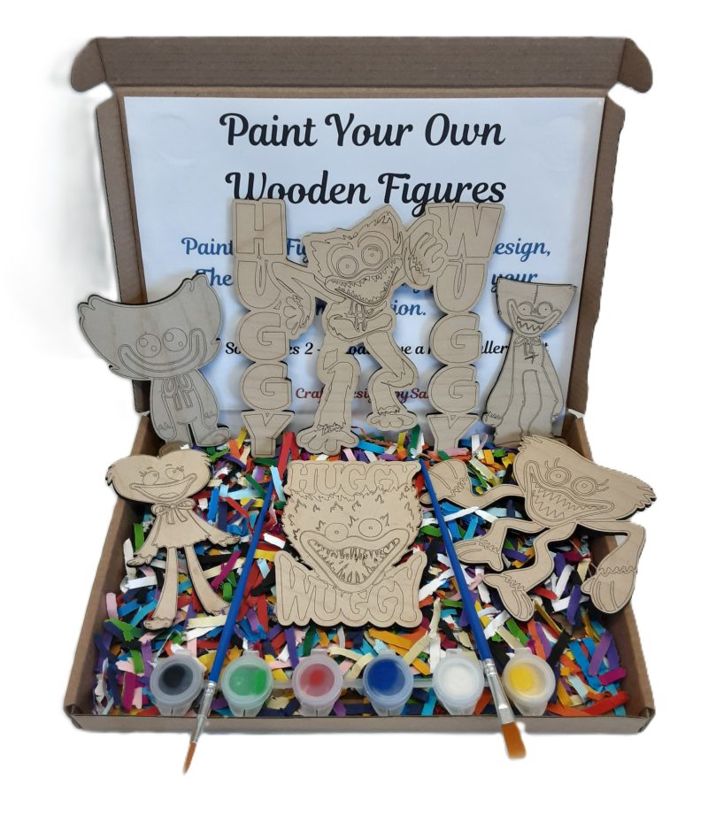 Huggy Wuggy Wooden Paintable Figures - Childs Painting Kit - Activity Crafts