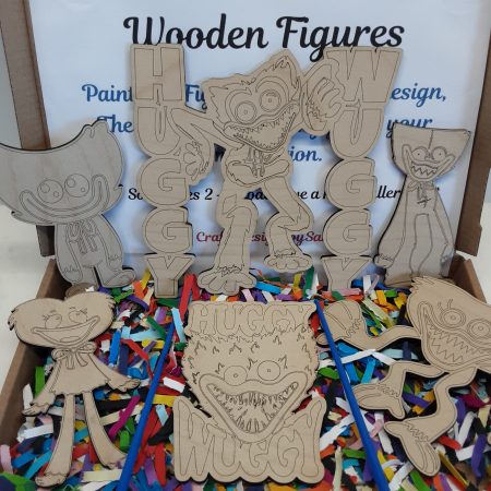 Huggy Wuggy Wooden Paintable Figures - Childs Painting Kit - Activity Crafts