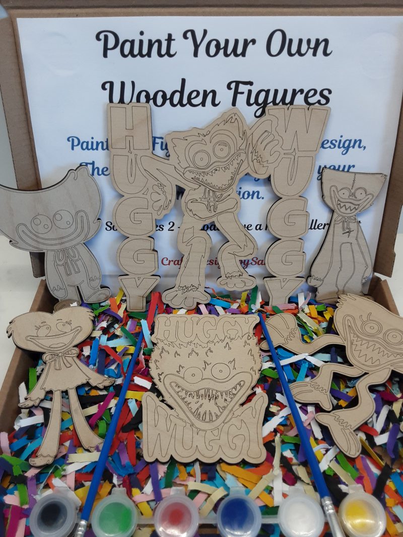 Huggy Wuggy Wooden Paintable Figures - Childs Painting Kit - Activity Crafts