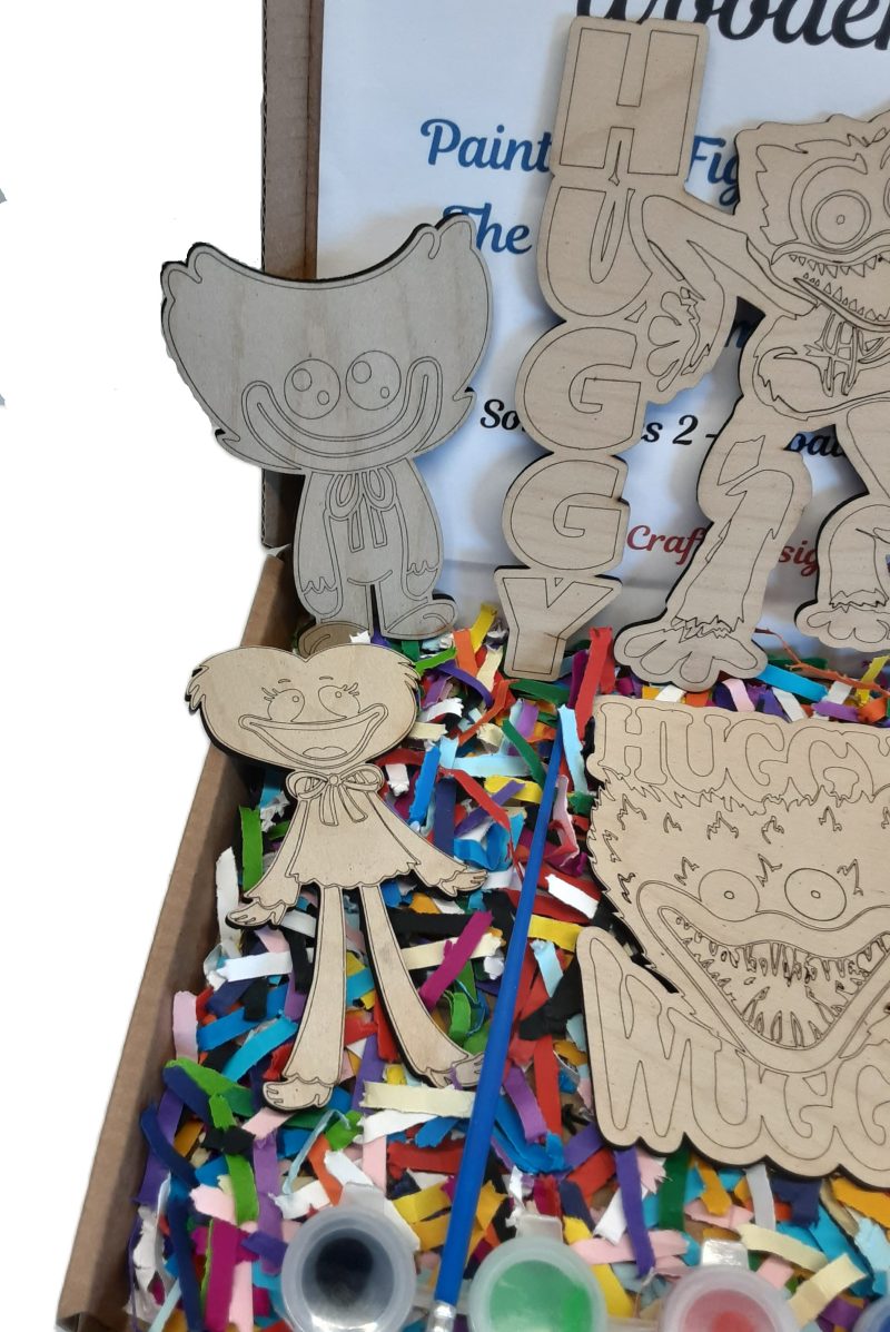Huggy Wuggy Wooden Paintable Figures - Childs Painting Kit - Activity Crafts