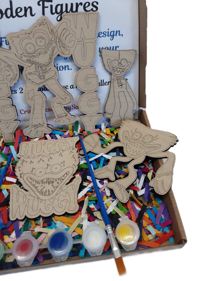 Huggy Wuggy Wooden Paintable Figures - Childs Painting Kit - Activity Crafts