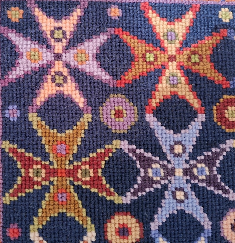 Blue Maltese Cross Tapestry Kit To Sew in Easy Counted Cross-stitch, Needlepoint Cushion Kit
