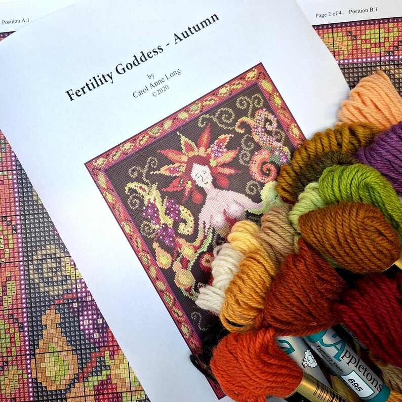 Autumn Goddess Tapestry Kit To Sew Yourself In Easy Counted Cross-stitch