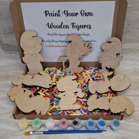 Paint your own Smurf's Craft kit - Holiday Painting Kit - Wooden Figures