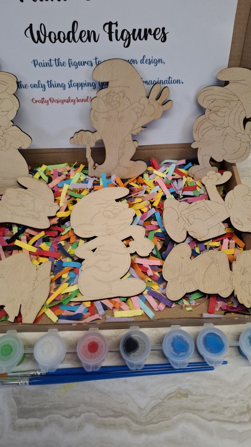 Paint your own Smurf's Craft kit - Holiday Painting Kit - Wooden Figures