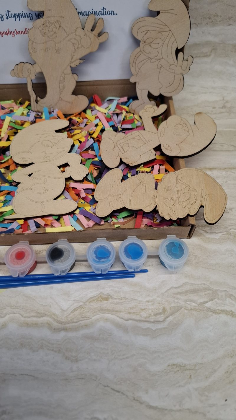 Paint your own Smurf's Craft kit - Holiday Painting Kit - Wooden Figures