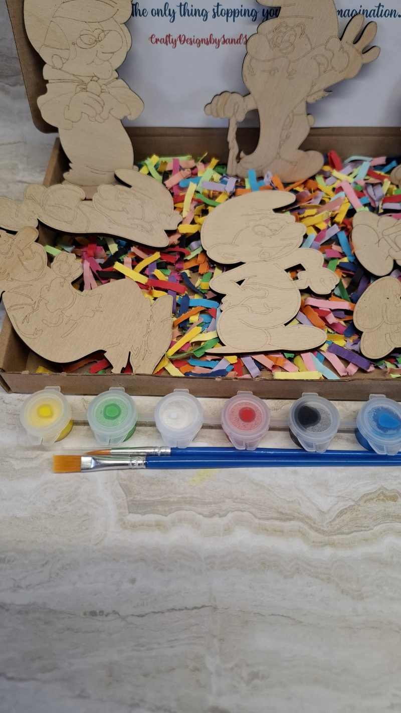 Paint your own Smurf's Craft kit - Holiday Painting Kit - Wooden Figures