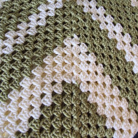 Green and Cream Crochet Blanket