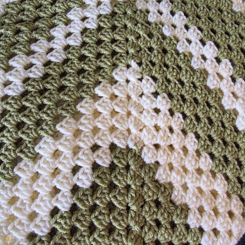Green and Cream Crochet Blanket