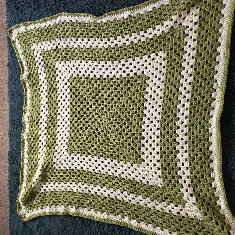 Green and Cream Crochet Blanket