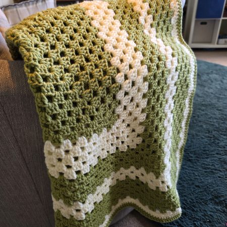 Green and Cream Crochet Blanket