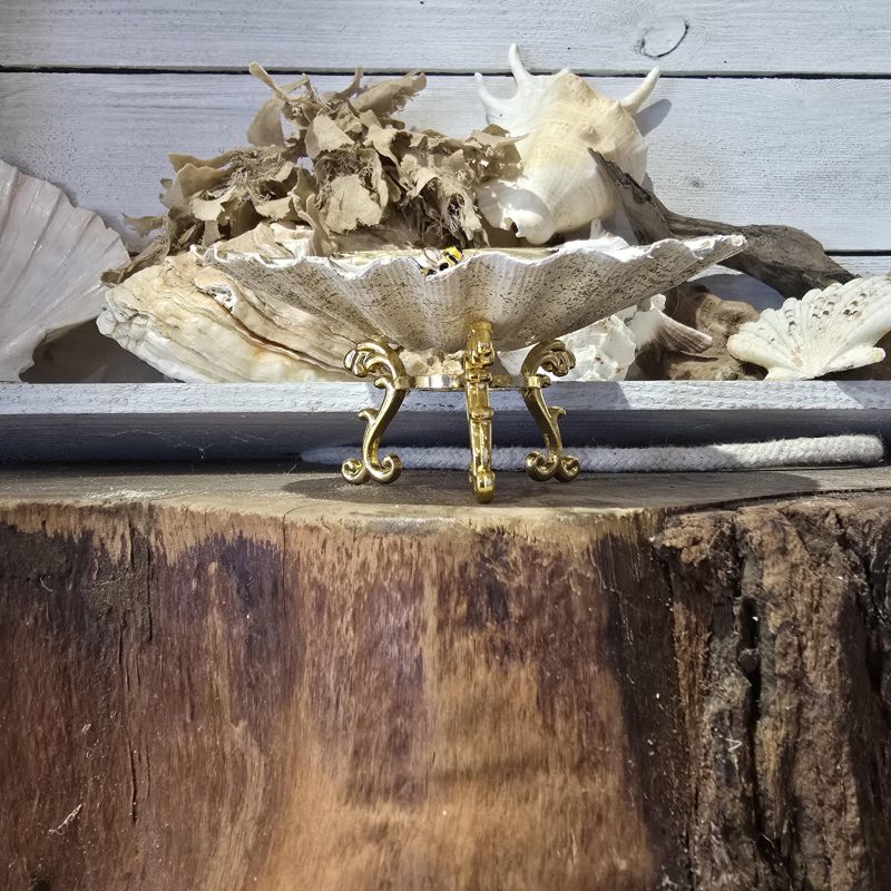Handmade Bee Design Ring Dish with Metal Stand and Seashell