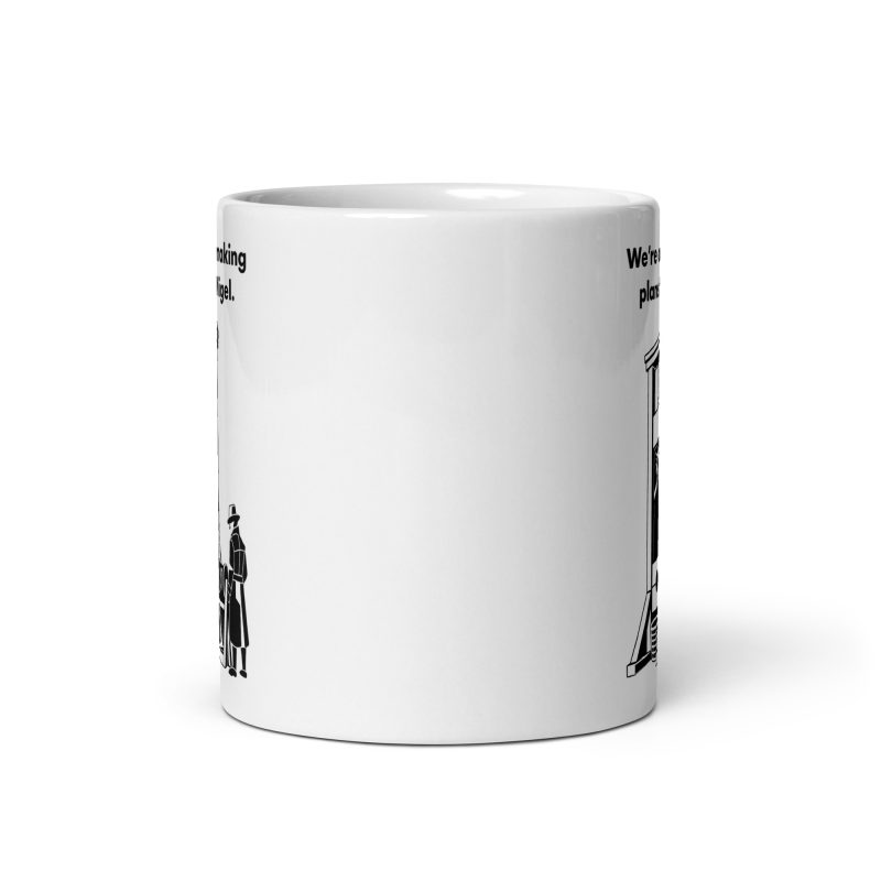 We're Only Making Plans For Nigel Satire Mug – White Ceramic 11oz Dark Humour Design