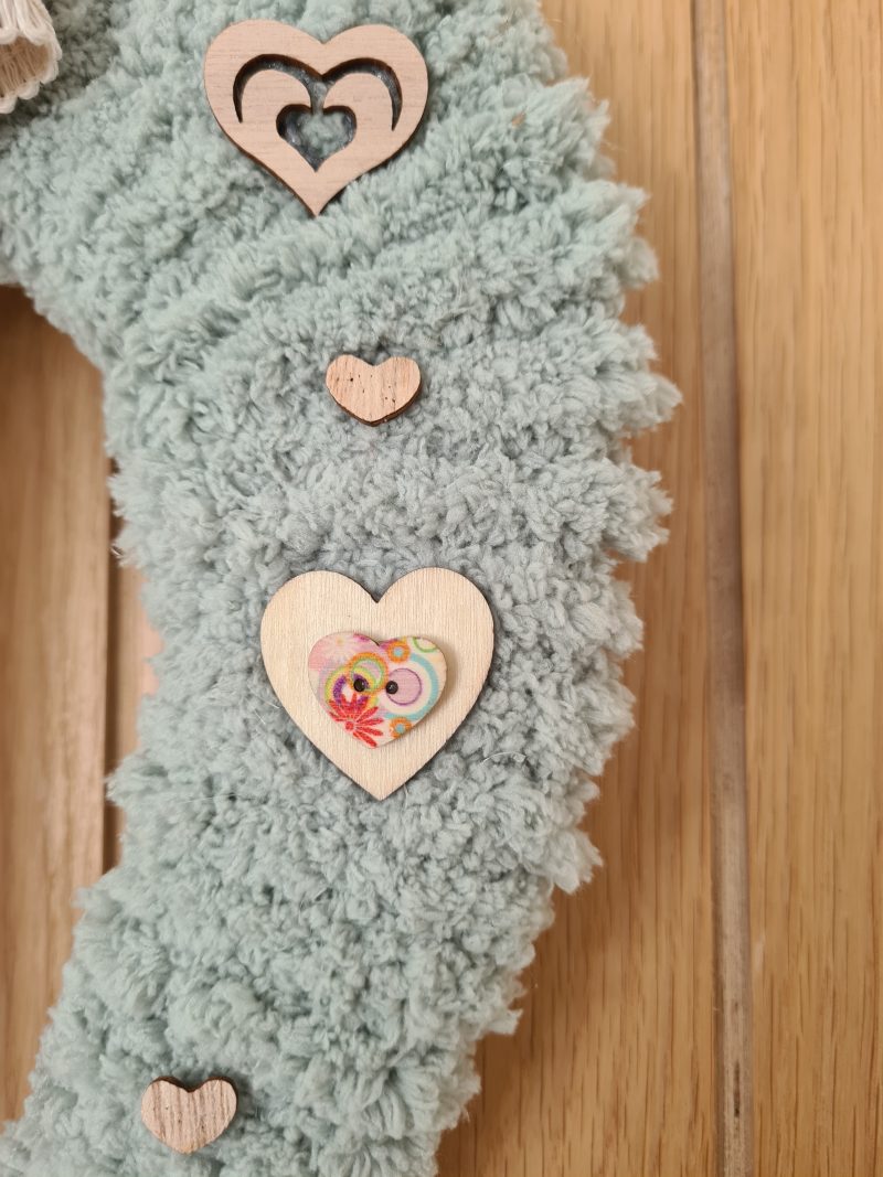 Chunky Sage Green Yarn Wrapped Heart Wreath