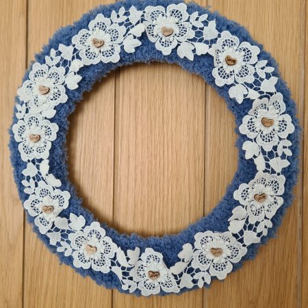 Cornflower blue Yarn Wrapped Wreath